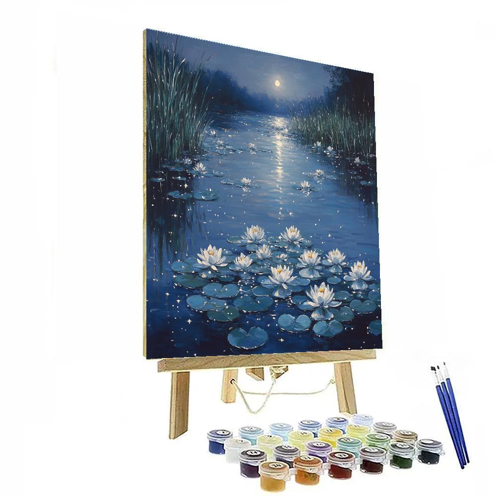 Claude Monet Inspired Water Lilies Under Moonlight Painting by numbers kit