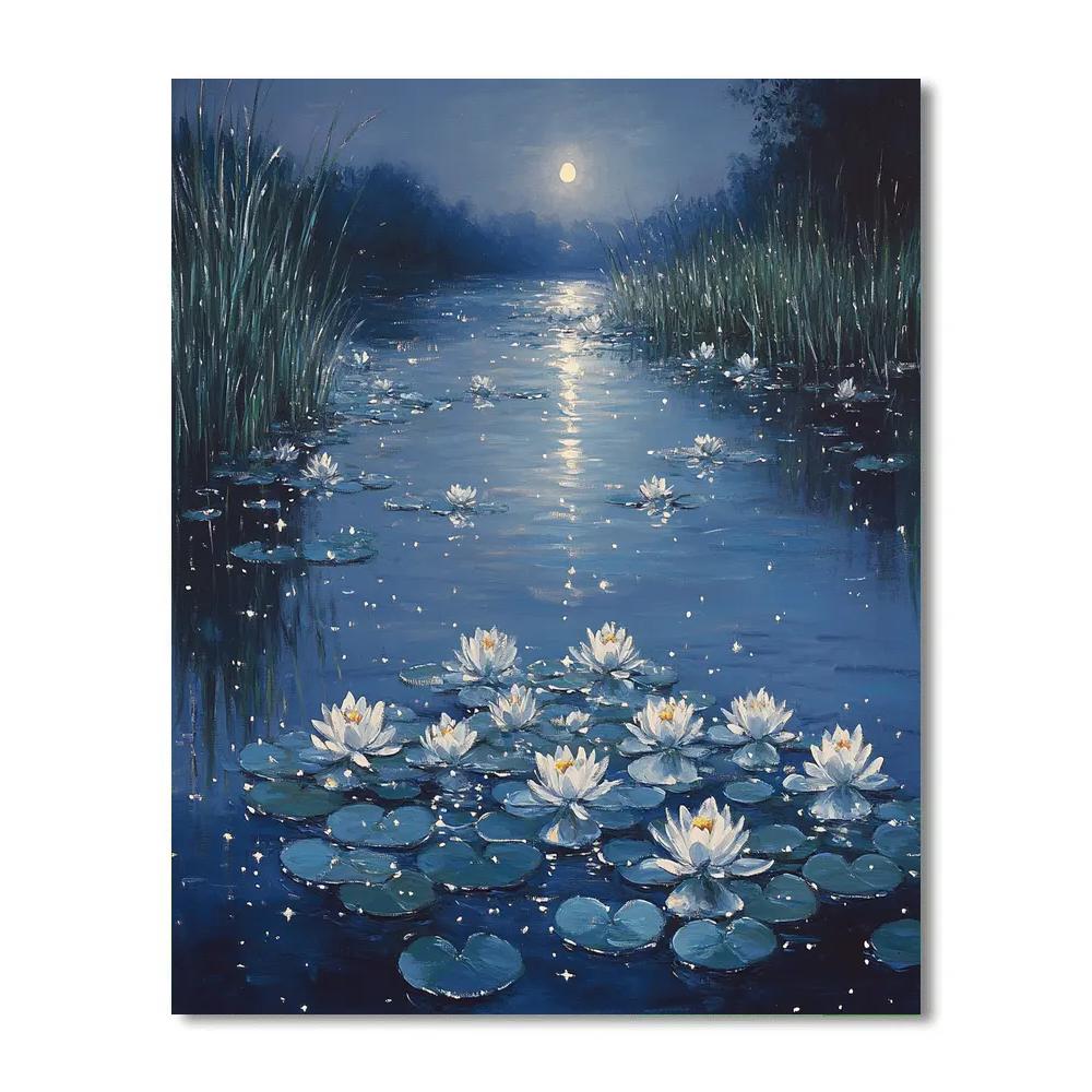Claude Monet Inspired Water Lilies Under Moonlight Painting by numbers kit