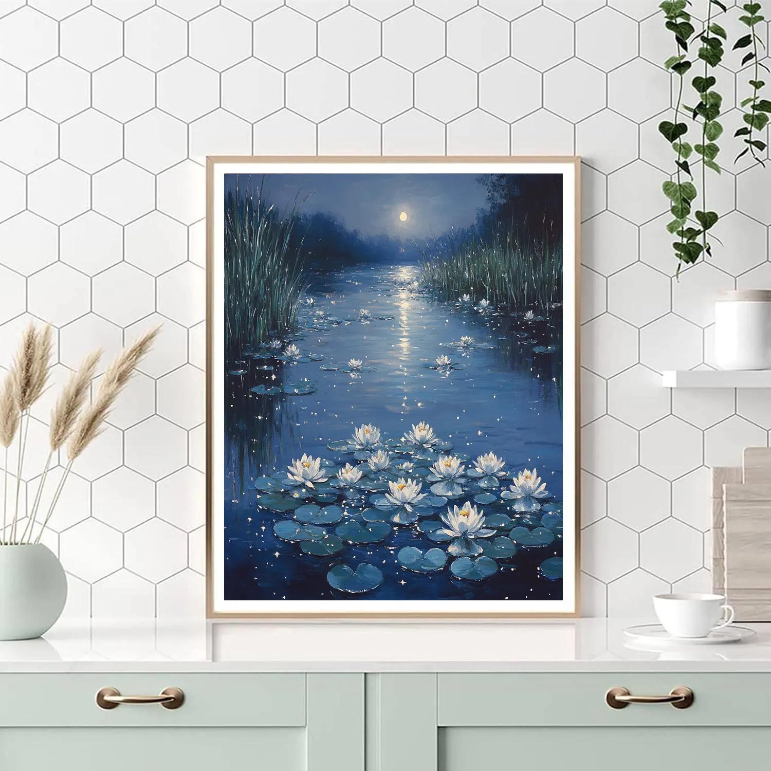 Claude Monet Inspired Water Lilies Under Moonlight Painting by numbers kit