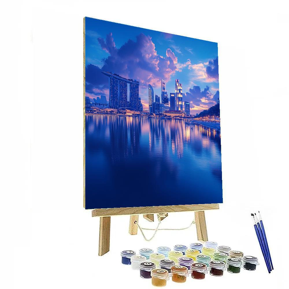 Blue Hour Reflections At Marina Bay Singapore Paint by numbers art