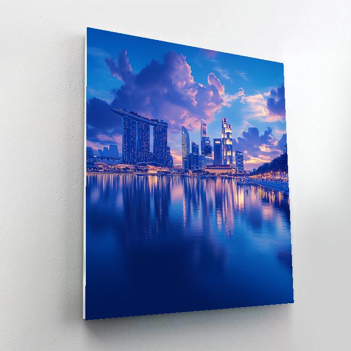 Blue Hour Reflections At Marina Bay Singapore Paint by numbers art
