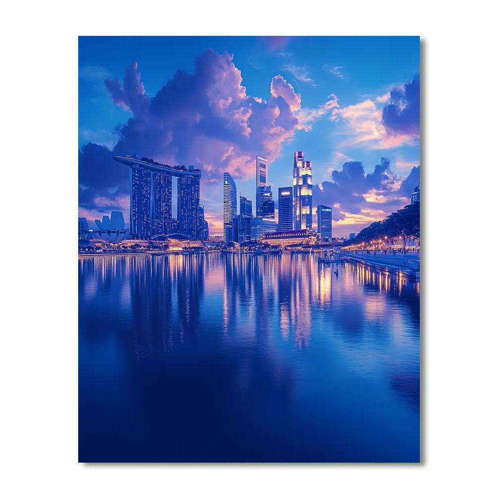 Blue Hour Reflections At Marina Bay Singapore Paint by numbers art