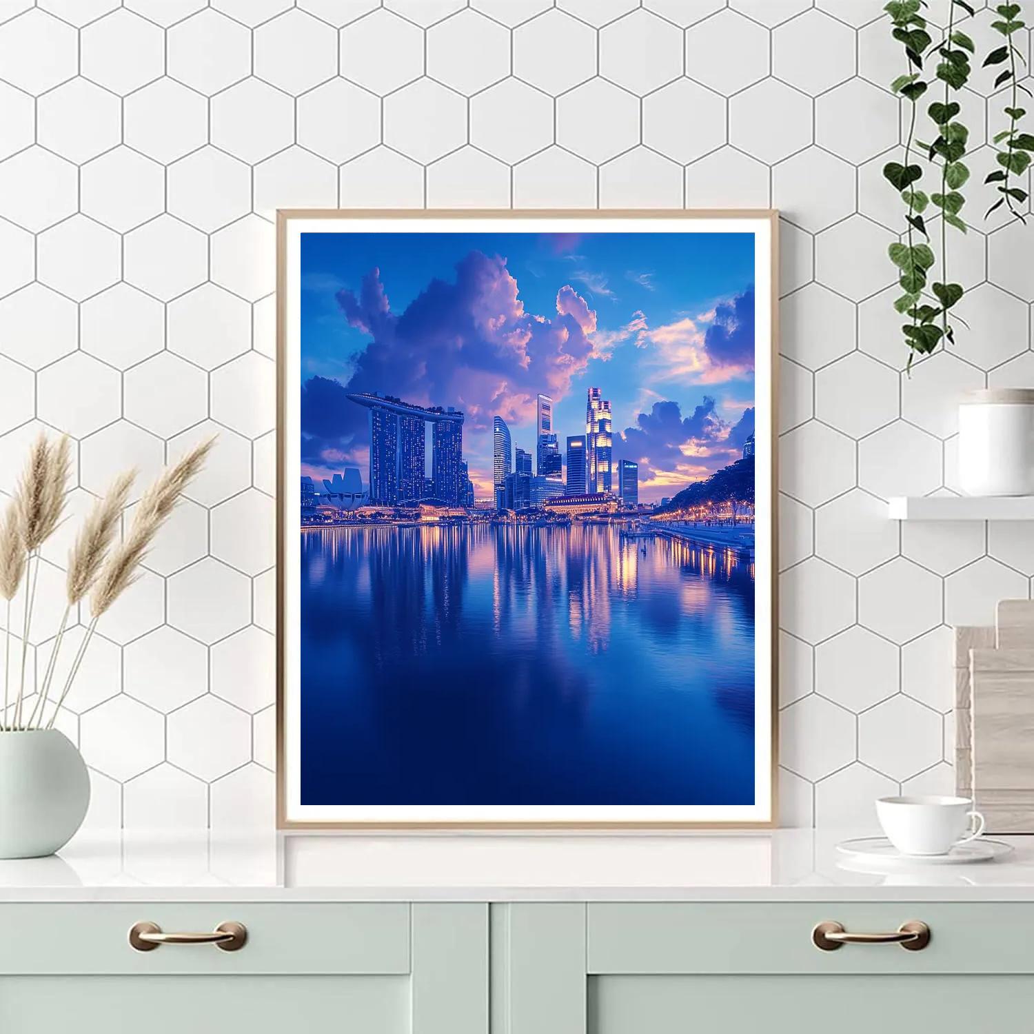 Blue Hour Reflections At Marina Bay Singapore Paint by numbers art