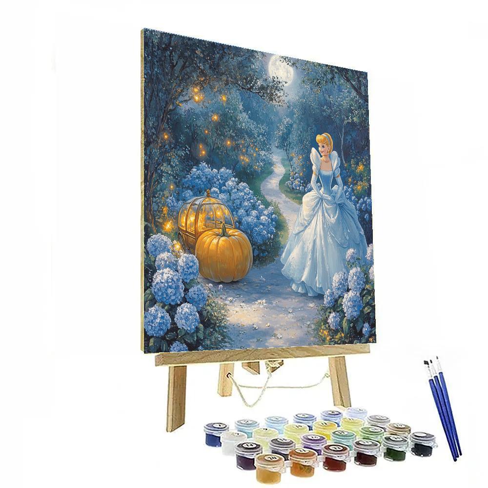 Cinderella Moonlit Garden Carriage Glow painting number kit