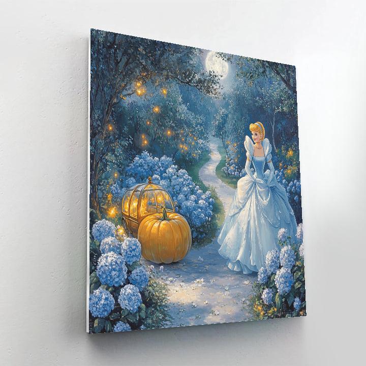Cinderella Moonlit Garden Carriage Glow painting number kit