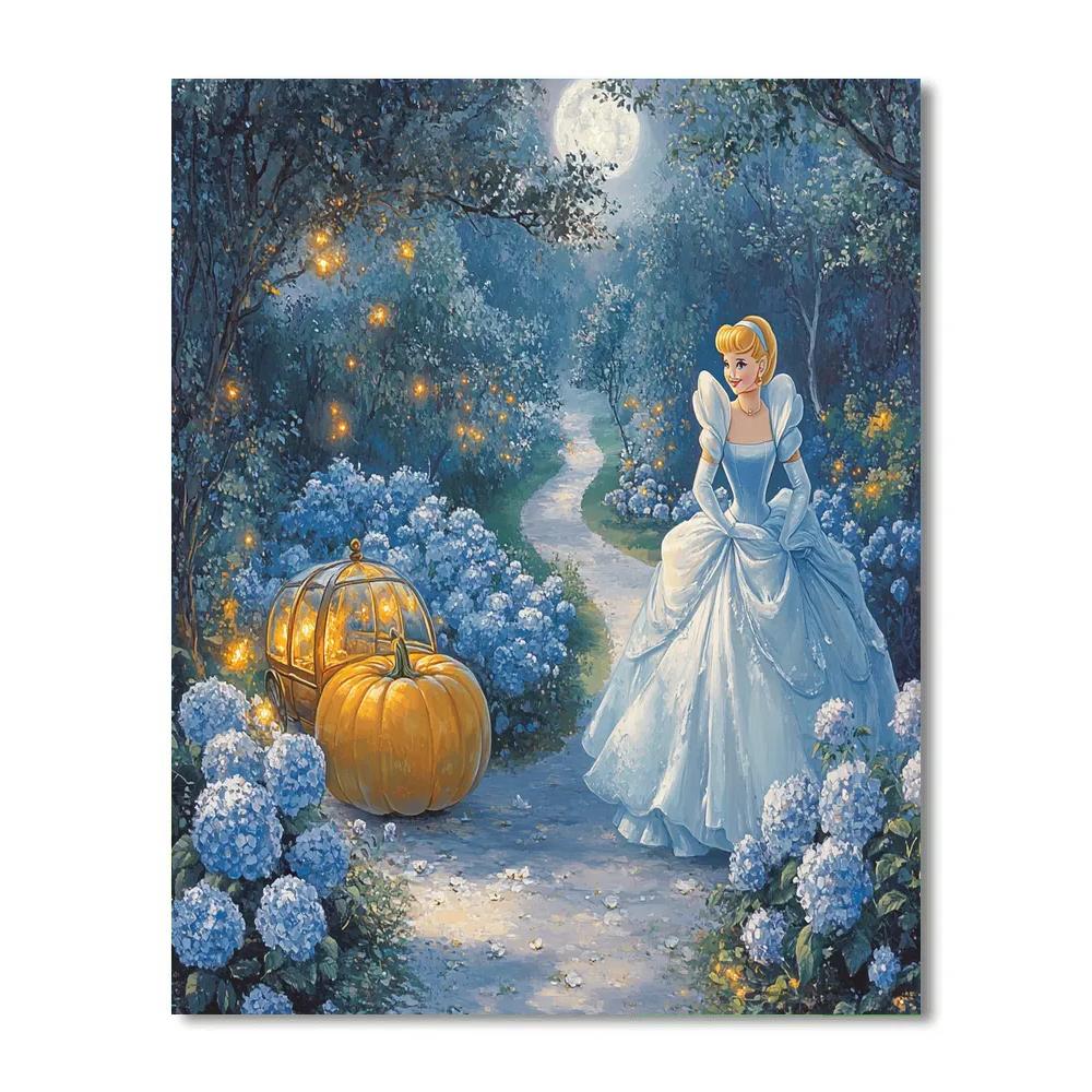 Cinderella Moonlit Garden Carriage Glow painting number kit