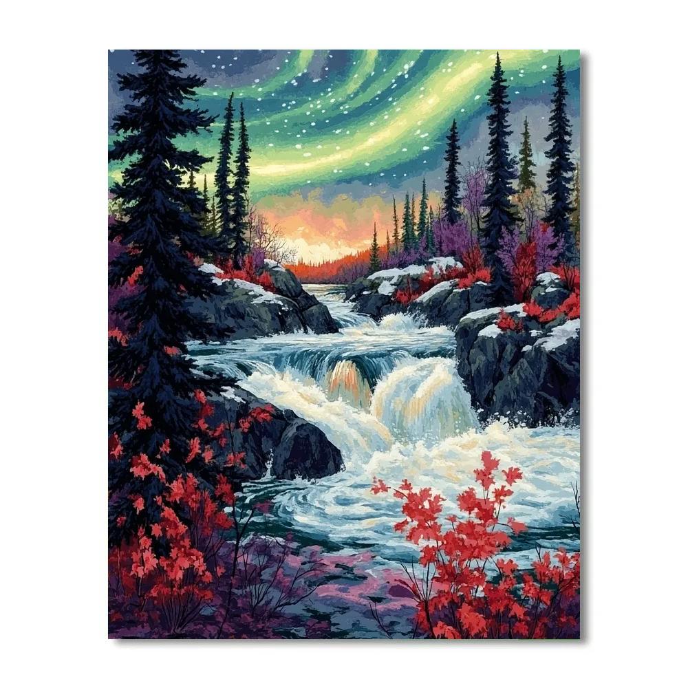 A.Y. Jackson Inspired Aurora Over Shield Rapids Painting by numbers kit