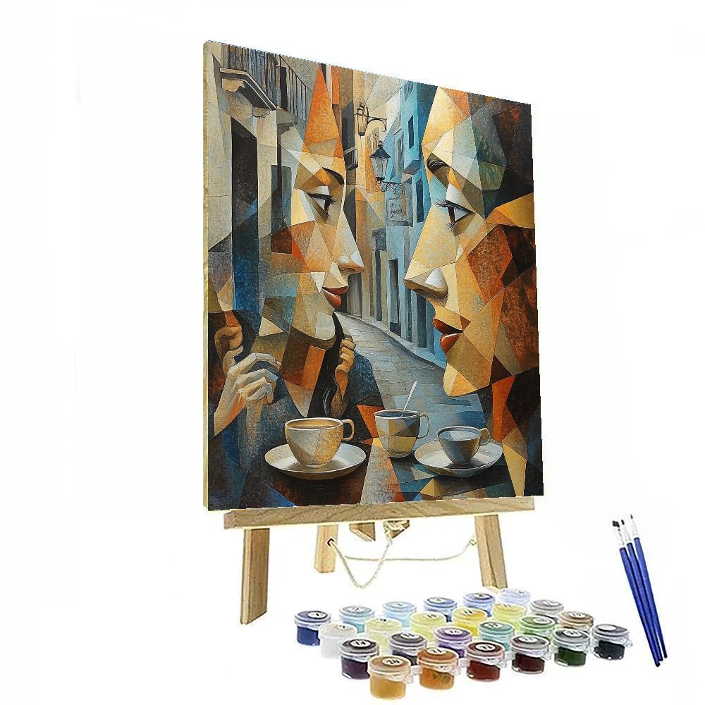 Pablo Picasso Inspired Cubist Street Cafe Friends painting number kit