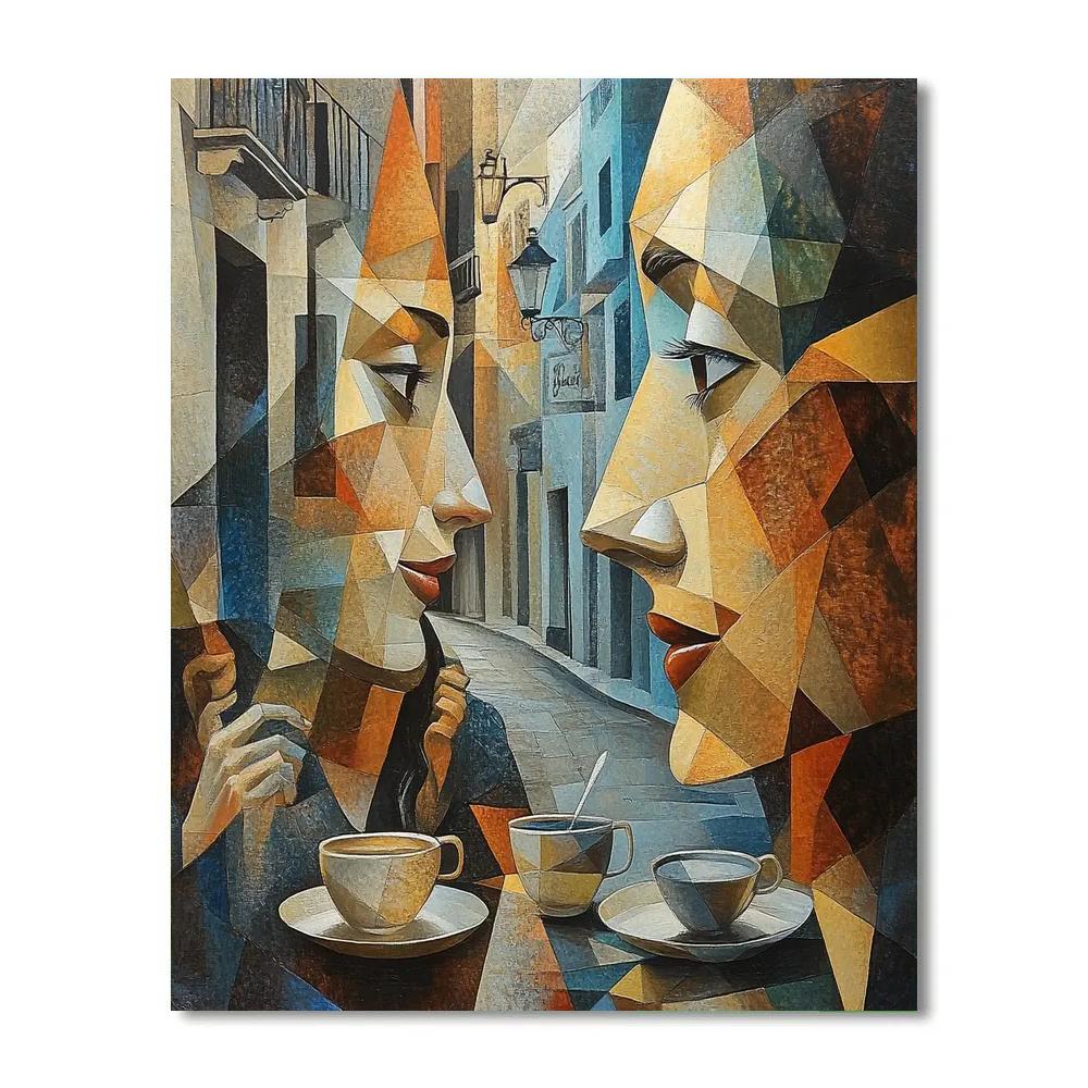 Pablo Picasso Inspired Cubist Street Cafe Friends painting number kit