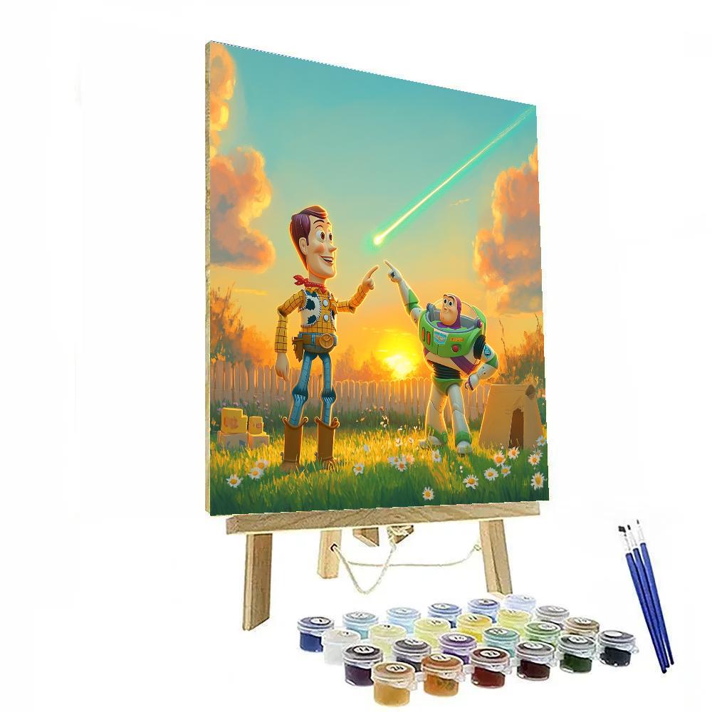 Woody And Buzz Lightyear Comet Backyard Patrol paint by number