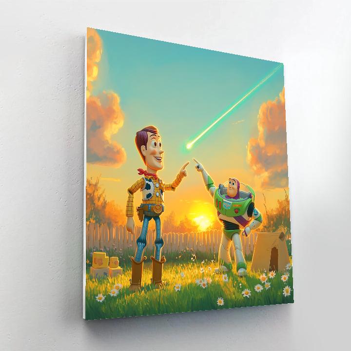 Woody And Buzz Lightyear Comet Backyard Patrol paint by number