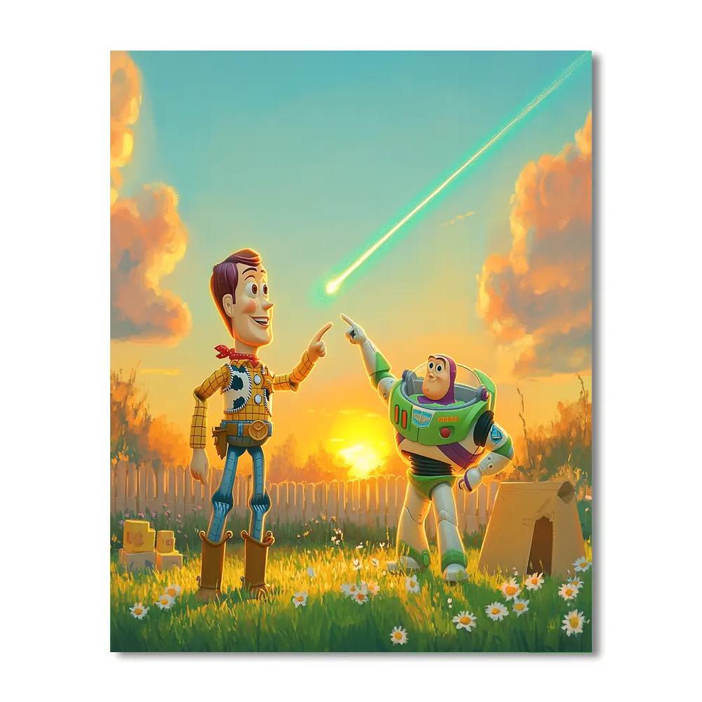 Woody And Buzz Lightyear Comet Backyard Patrol paint by number