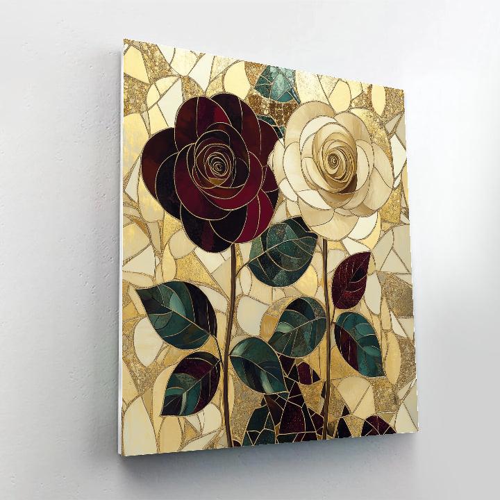 Gustav Klimt Inspired Golden Rose Garden paint by color