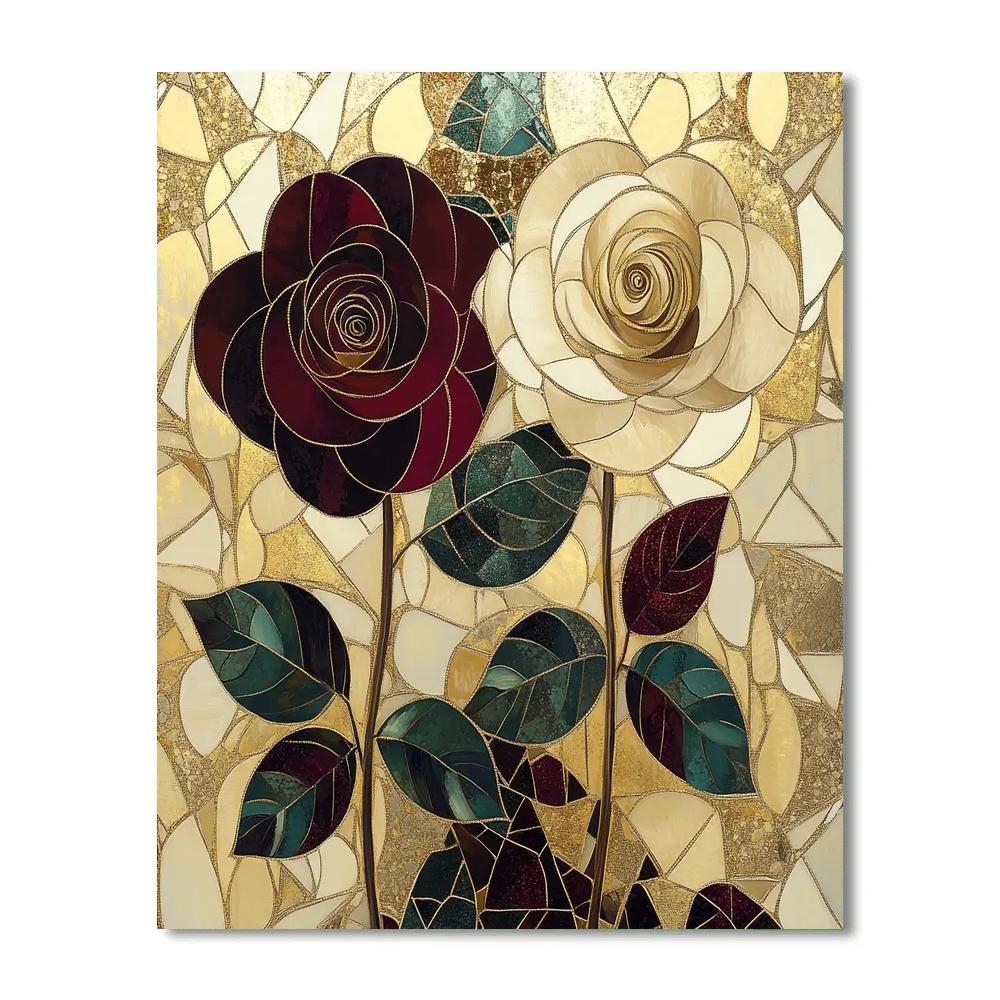 Gustav Klimt Inspired Golden Rose Garden paint by color