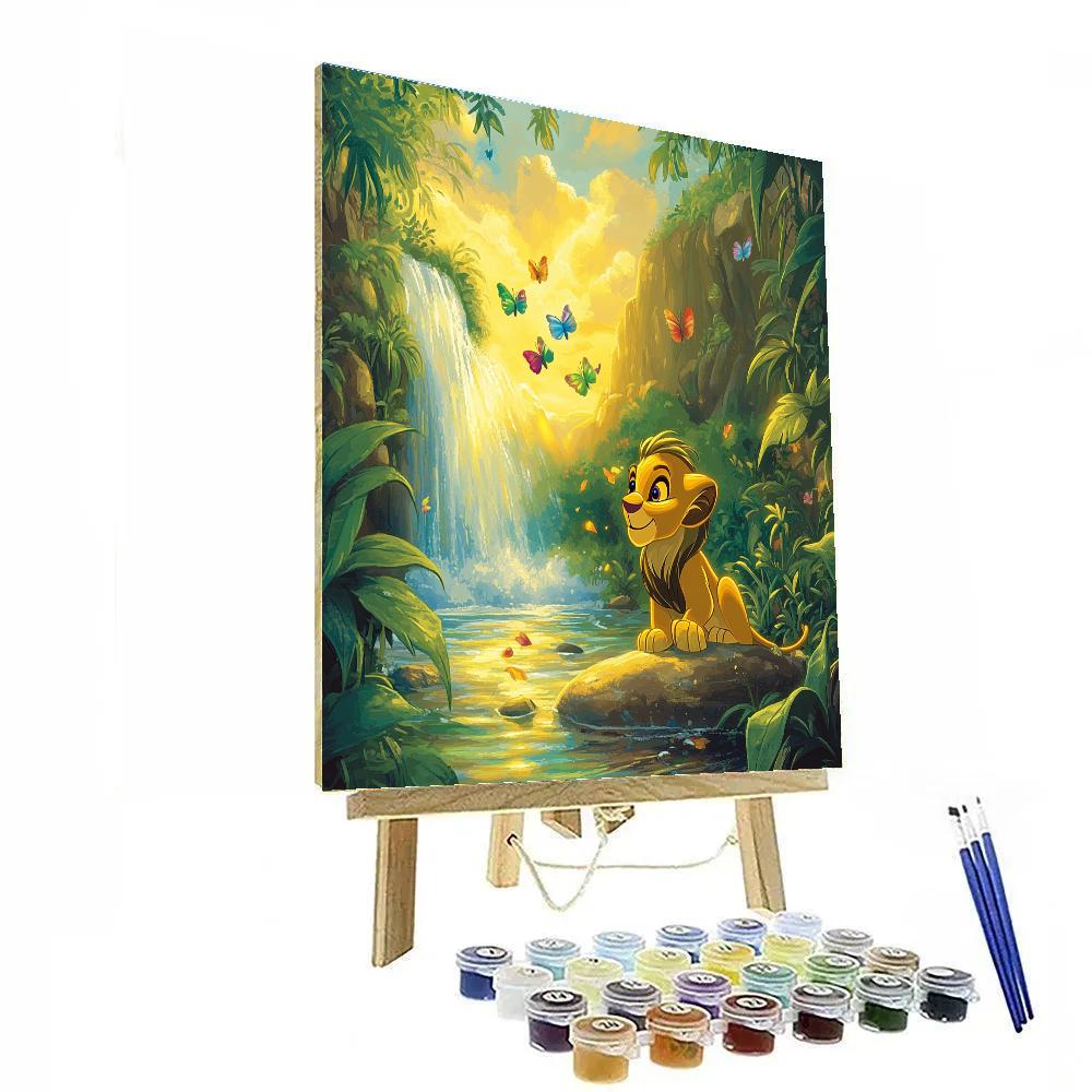 Simba Sunrise Waterfall Discovery Paint by numbers art