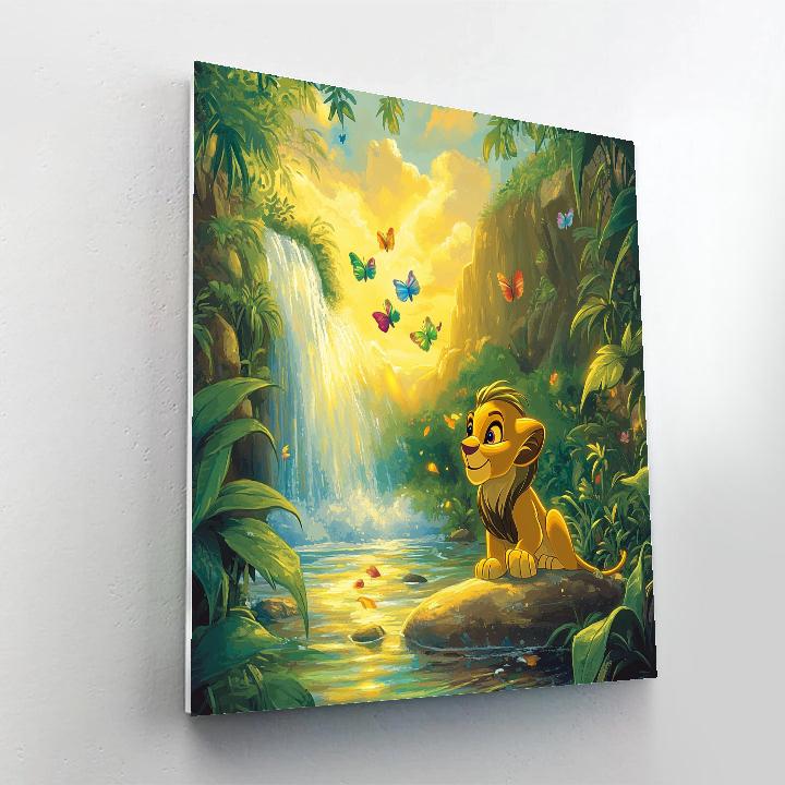 Simba Sunrise Waterfall Discovery Paint by numbers art