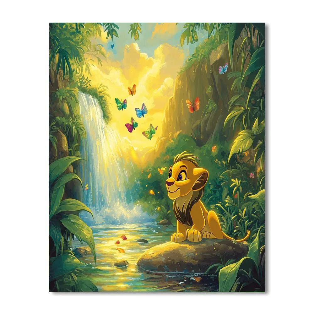 Simba Sunrise Waterfall Discovery Paint by numbers art