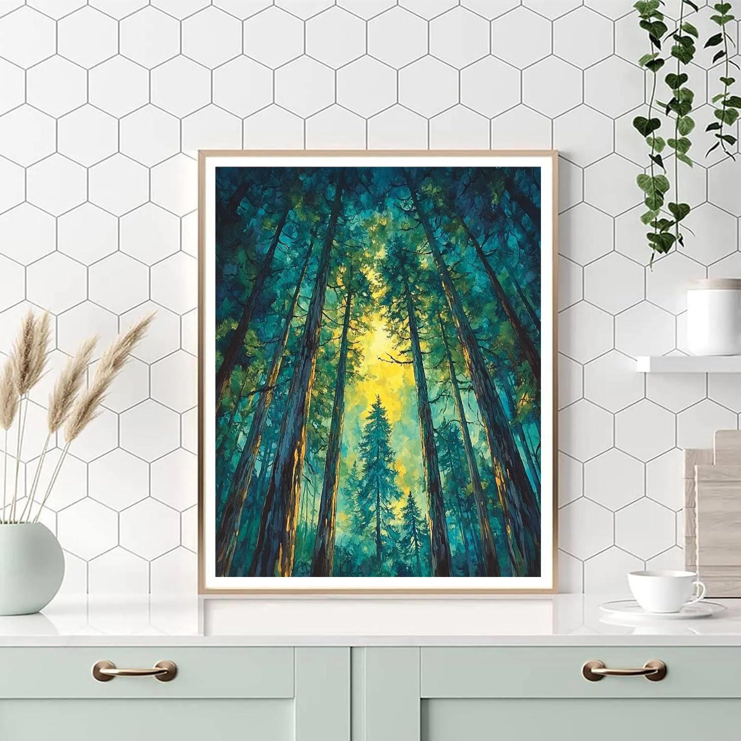 Emily Carr Inspired Cathedral Cedar Spiral Canopy paint by numbers