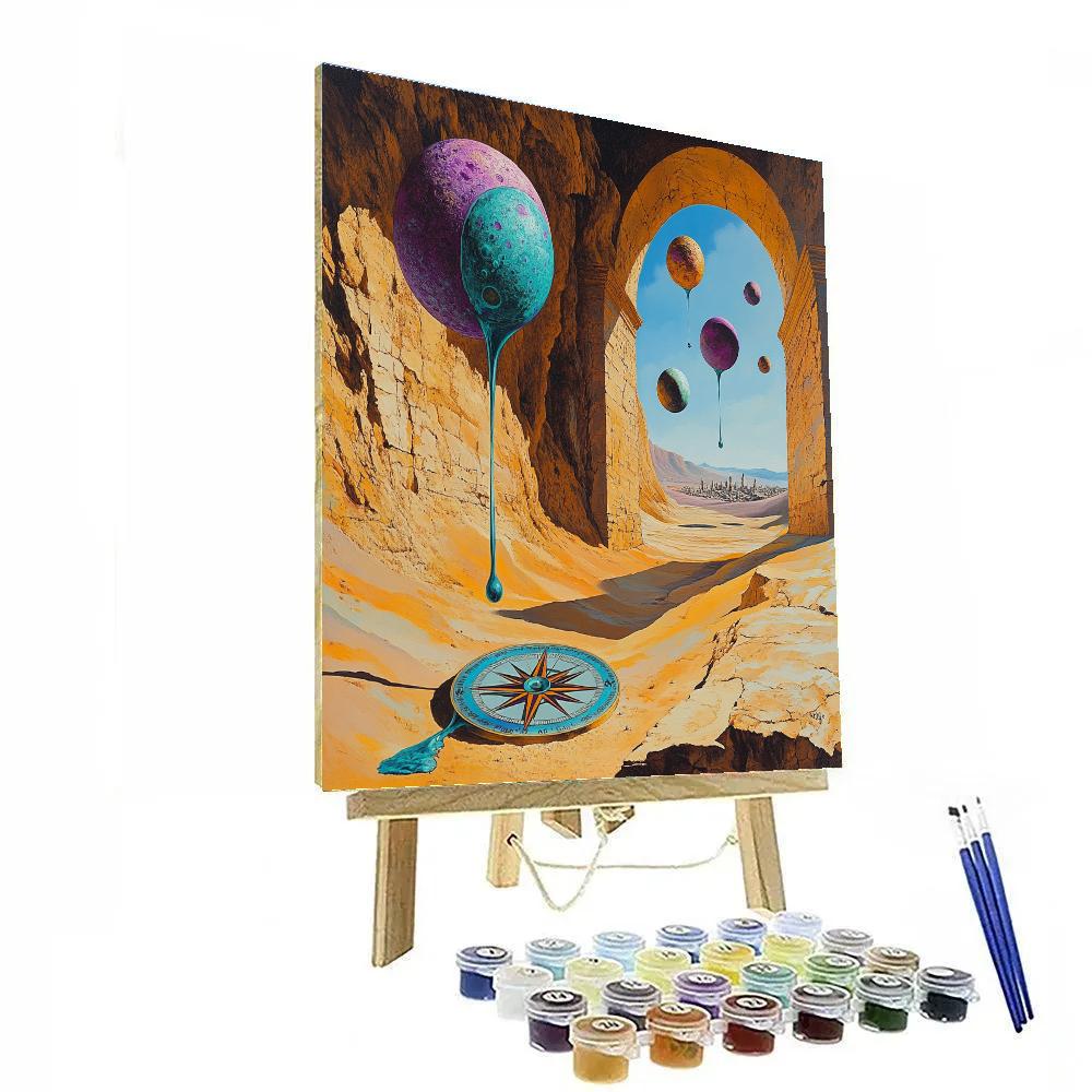 Salvador Dali Inspired Desert With Floating Planets Paint by numbers art