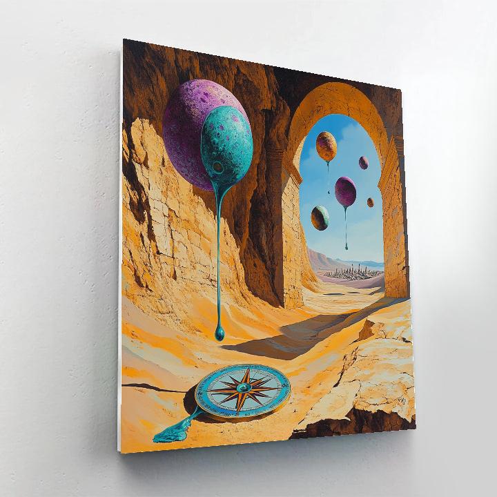 Salvador Dali Inspired Desert With Floating Planets Paint by numbers art