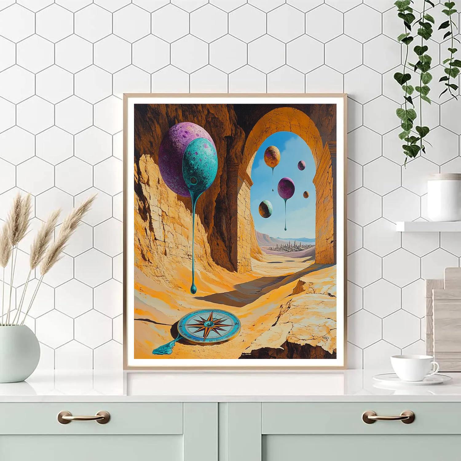 Salvador Dali Inspired Desert With Floating Planets Paint by numbers art