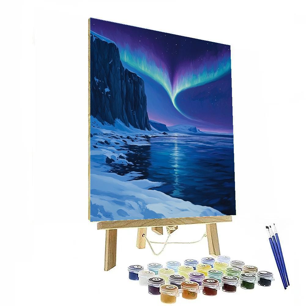 Lawren Harris Inspired Amethyst Aurora Over Silent Fjord paint by number