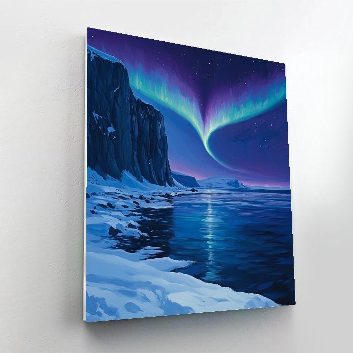Lawren Harris Inspired Amethyst Aurora Over Silent Fjord paint by number