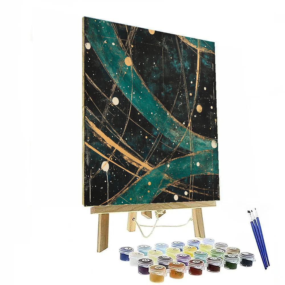 Jackson Pollock Inspired Auroral Magnetosphere Storm paint by color