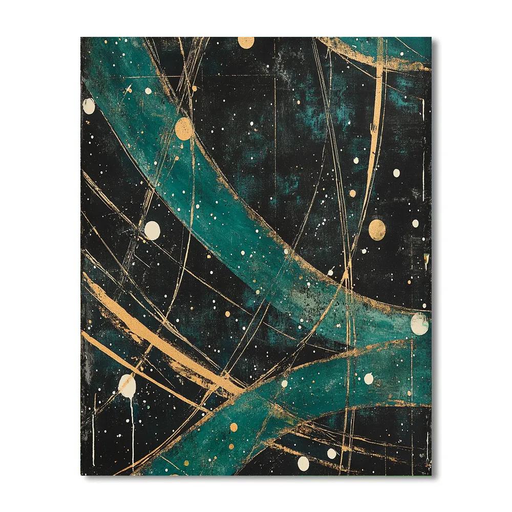 Jackson Pollock Inspired Auroral Magnetosphere Storm paint by color