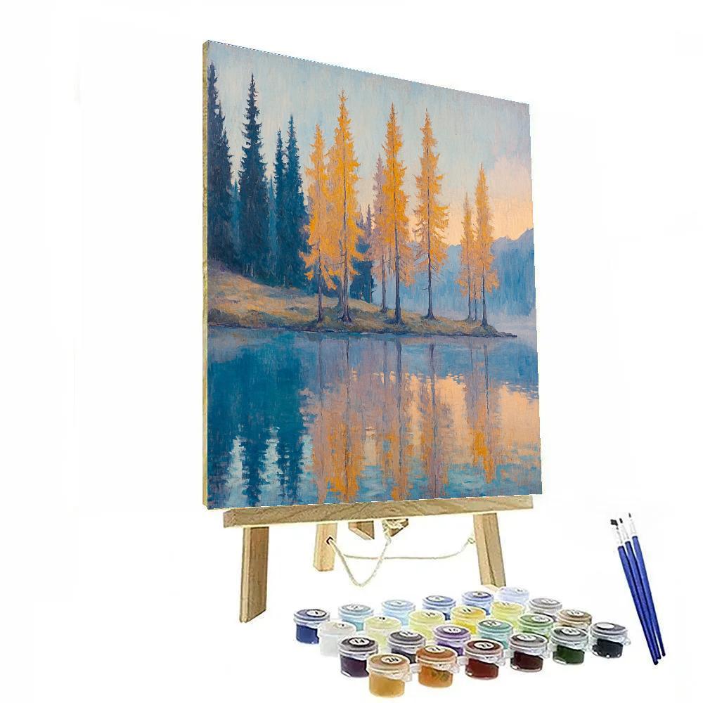 Claude Monet Inspired Frosted Alpine Lake At First Light painting number kit
