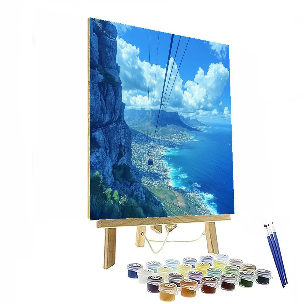 Cable Car Over Table Mountain Views Cape Town South Africa paint by numbers