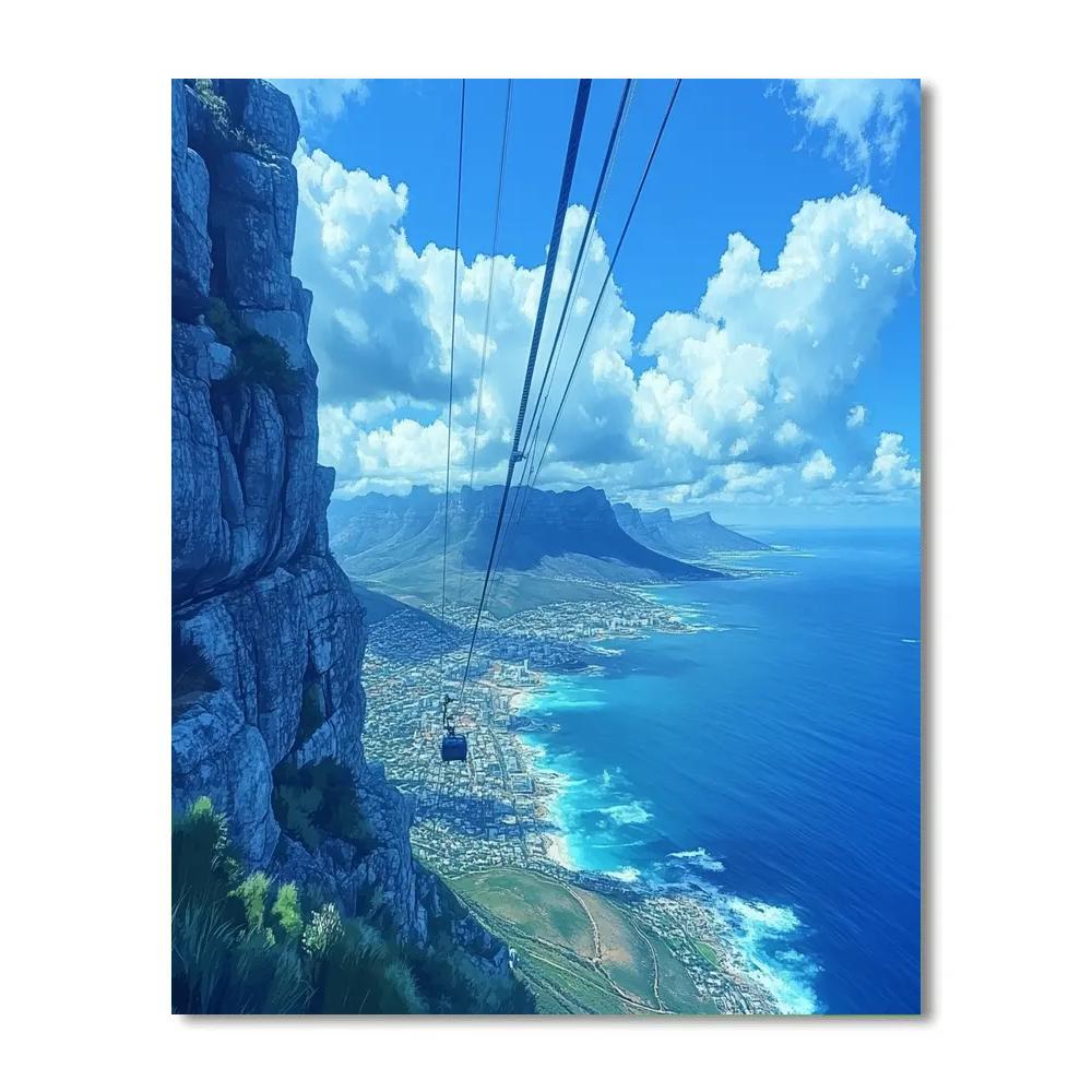 Cable Car Over Table Mountain Views Cape Town South Africa paint by numbers
