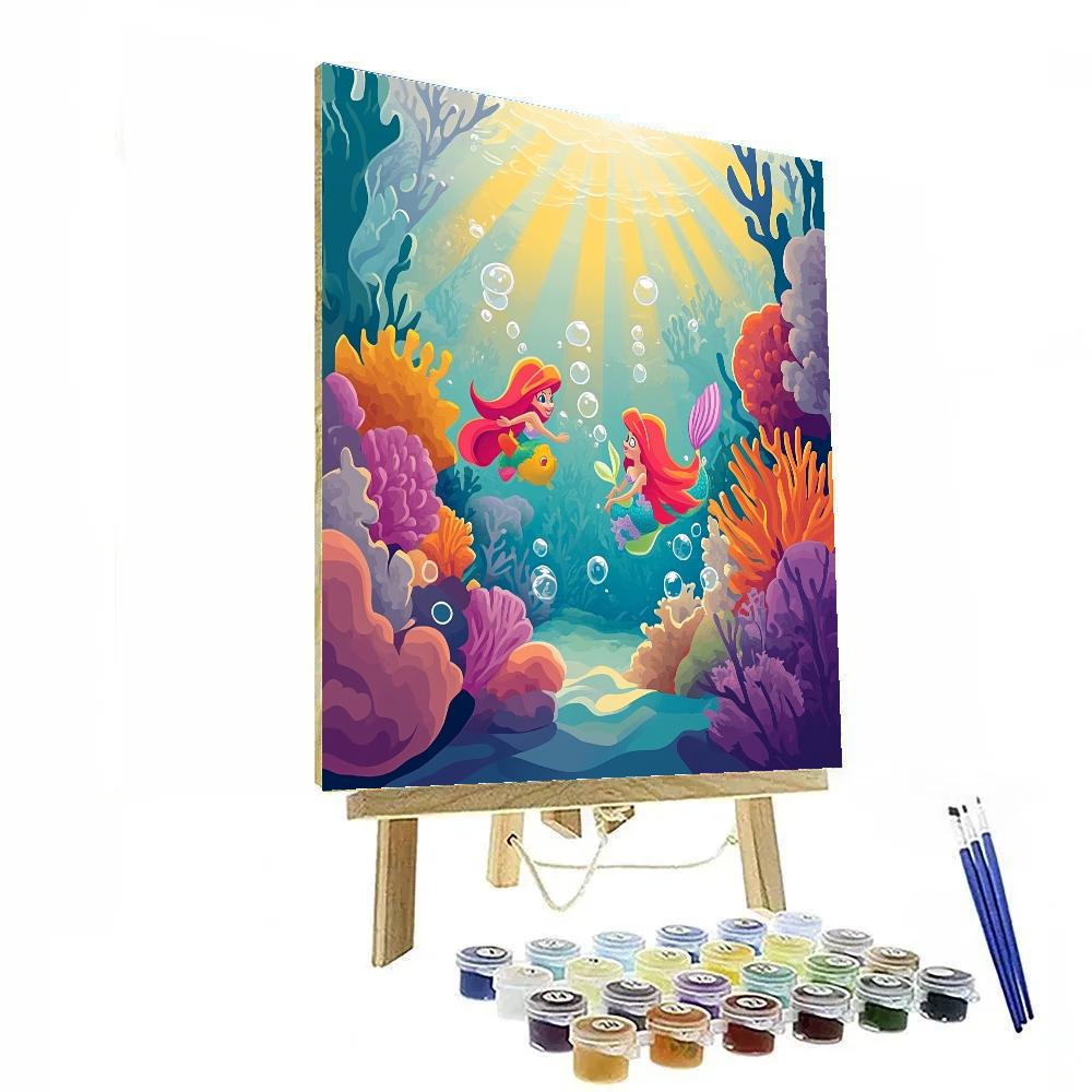 Ariel And Flounder Coral Reef Bubble Trail Numbered painting kits