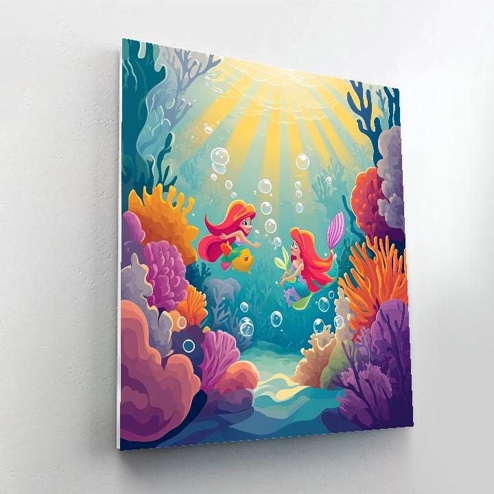 Ariel And Flounder Coral Reef Bubble Trail Numbered painting kits