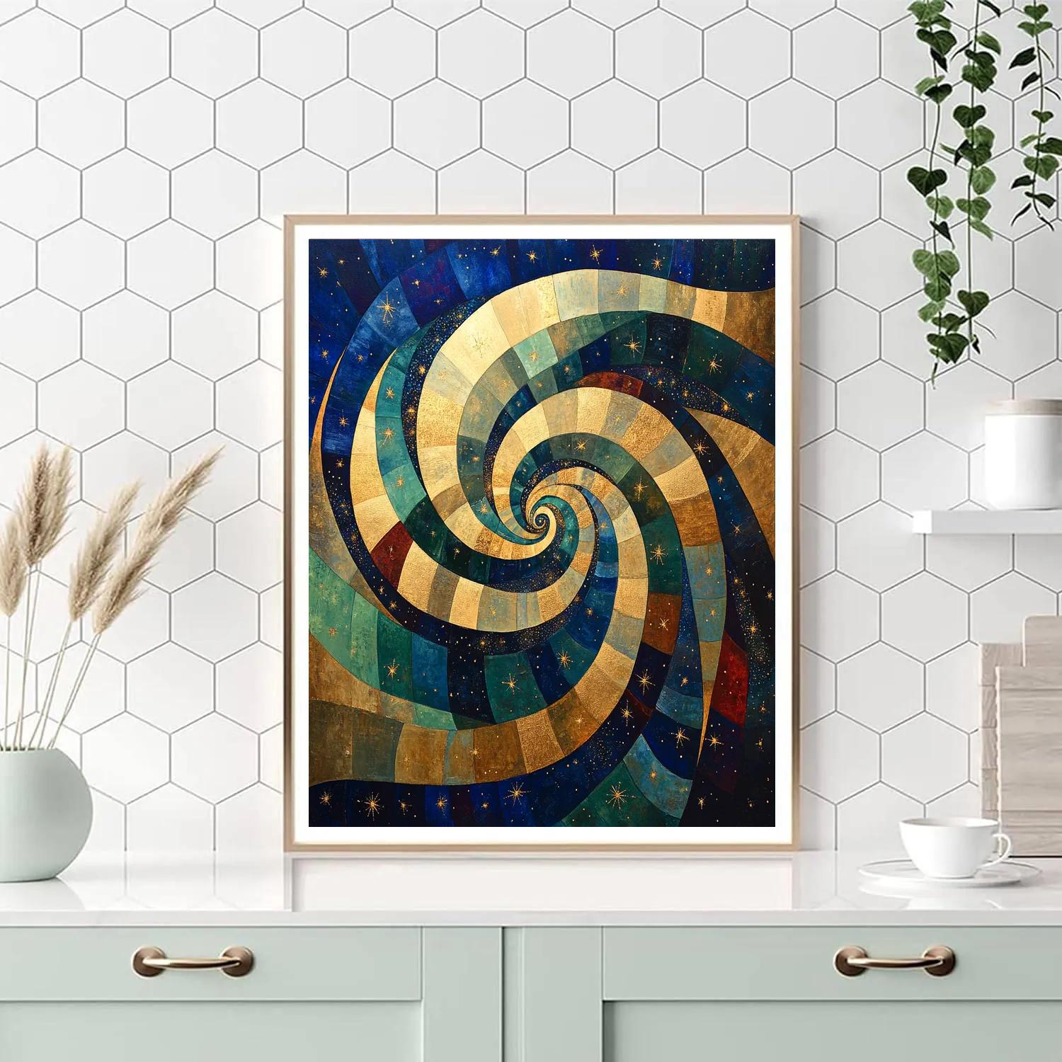 Gustav Klimt Inspired Nebula Lullaby Mosaic paint by numbers