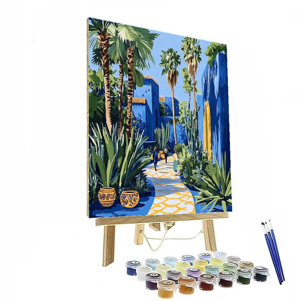 Oasis Of Majorelle Garden Paths Marrakech Morocco Paint by numbers art