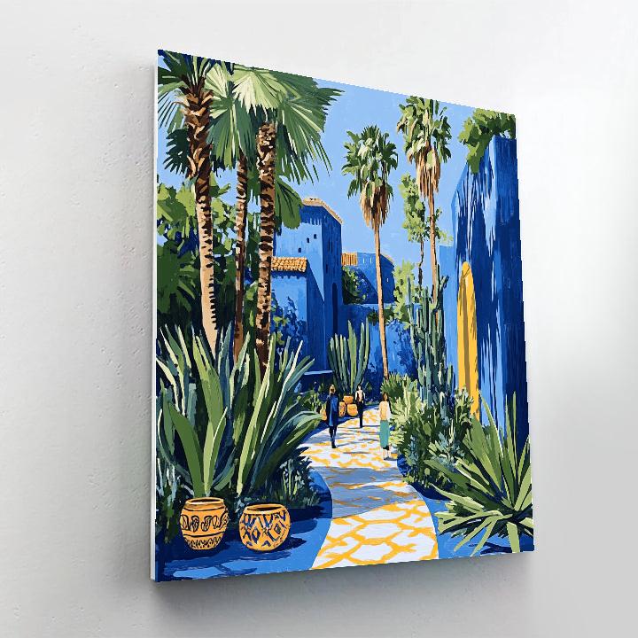 Oasis Of Majorelle Garden Paths Marrakech Morocco Paint by numbers art