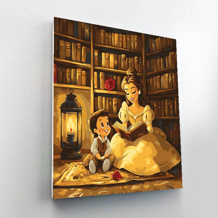 Belle And Chip Library Lantern Evening Paint by numbers art