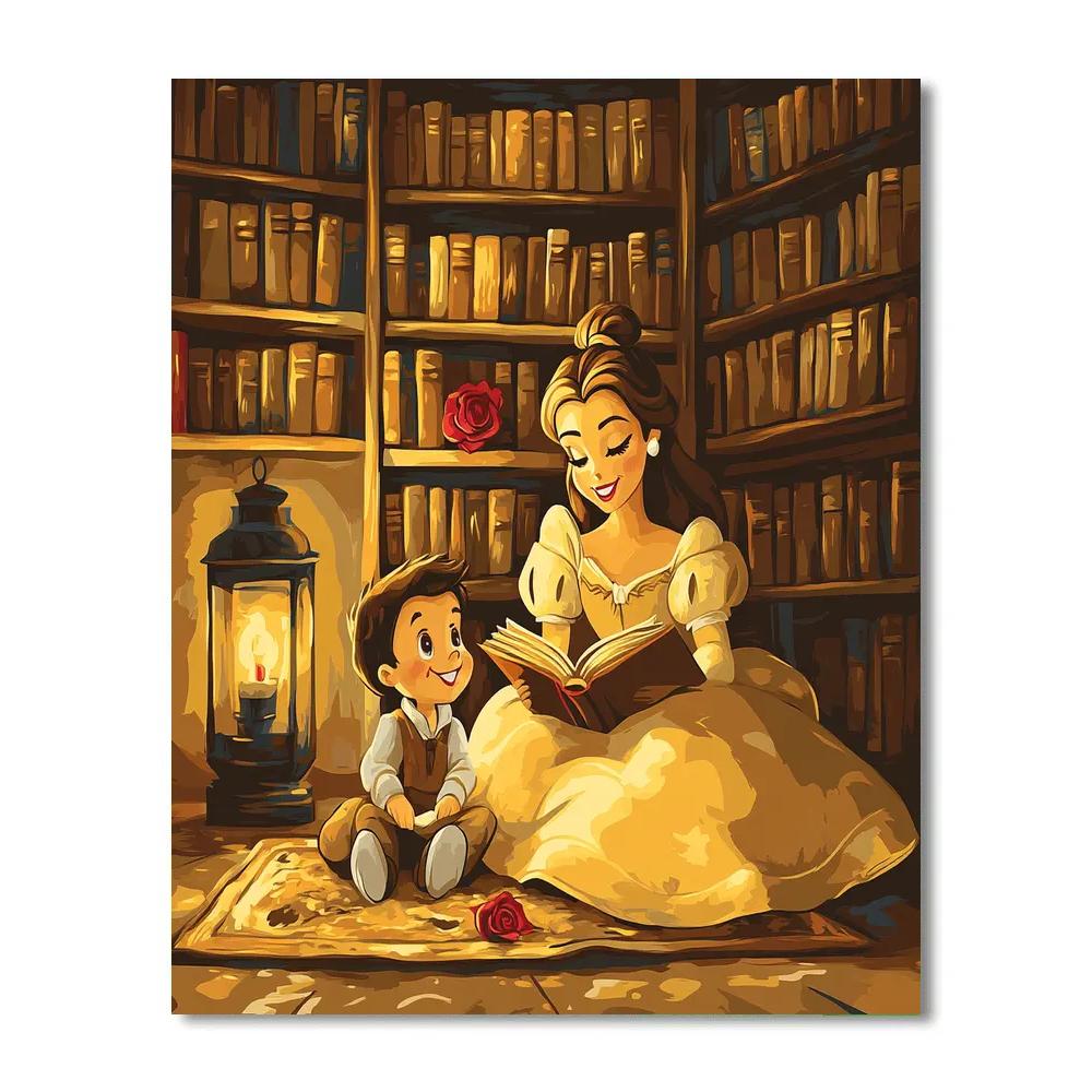 Belle And Chip Library Lantern Evening Paint by numbers art