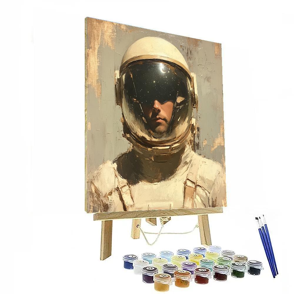 Leonardo Da Vinci Inspired Renaissance Astronaut Portrait paint by numbers