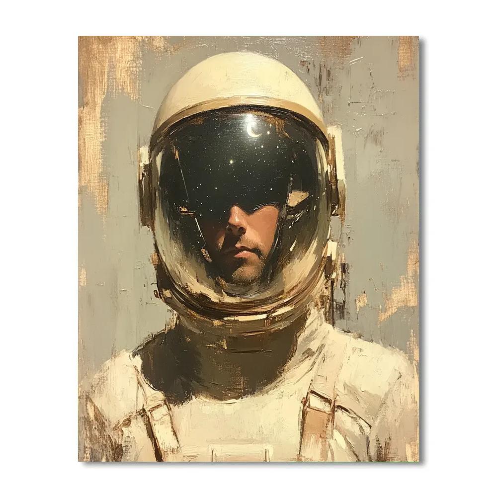 Leonardo Da Vinci Inspired Renaissance Astronaut Portrait paint by numbers