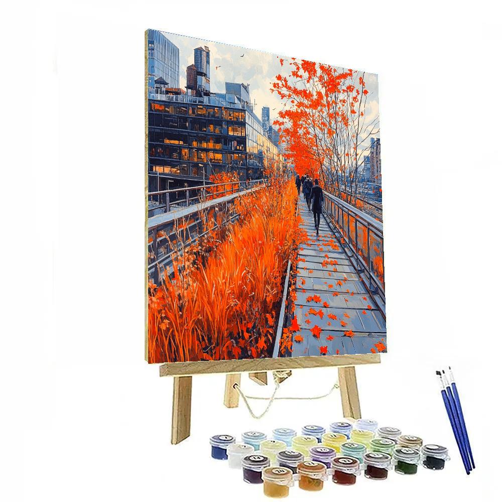 The High Line Autumn Stroll New York City United States Number painting