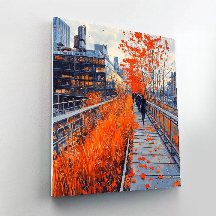 The High Line Autumn Stroll New York City United States Number painting
