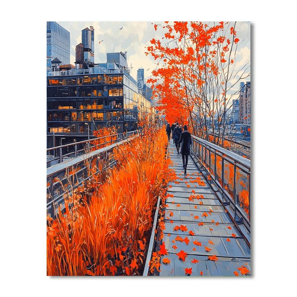 The High Line Autumn Stroll New York City United States Number painting