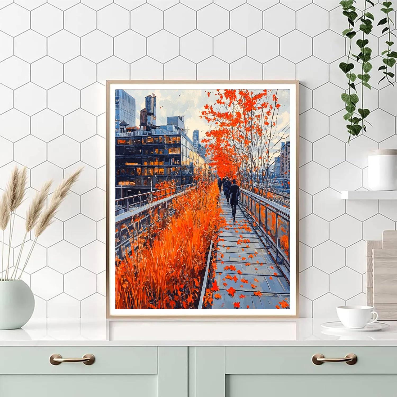 The High Line Autumn Stroll New York City United States Number painting