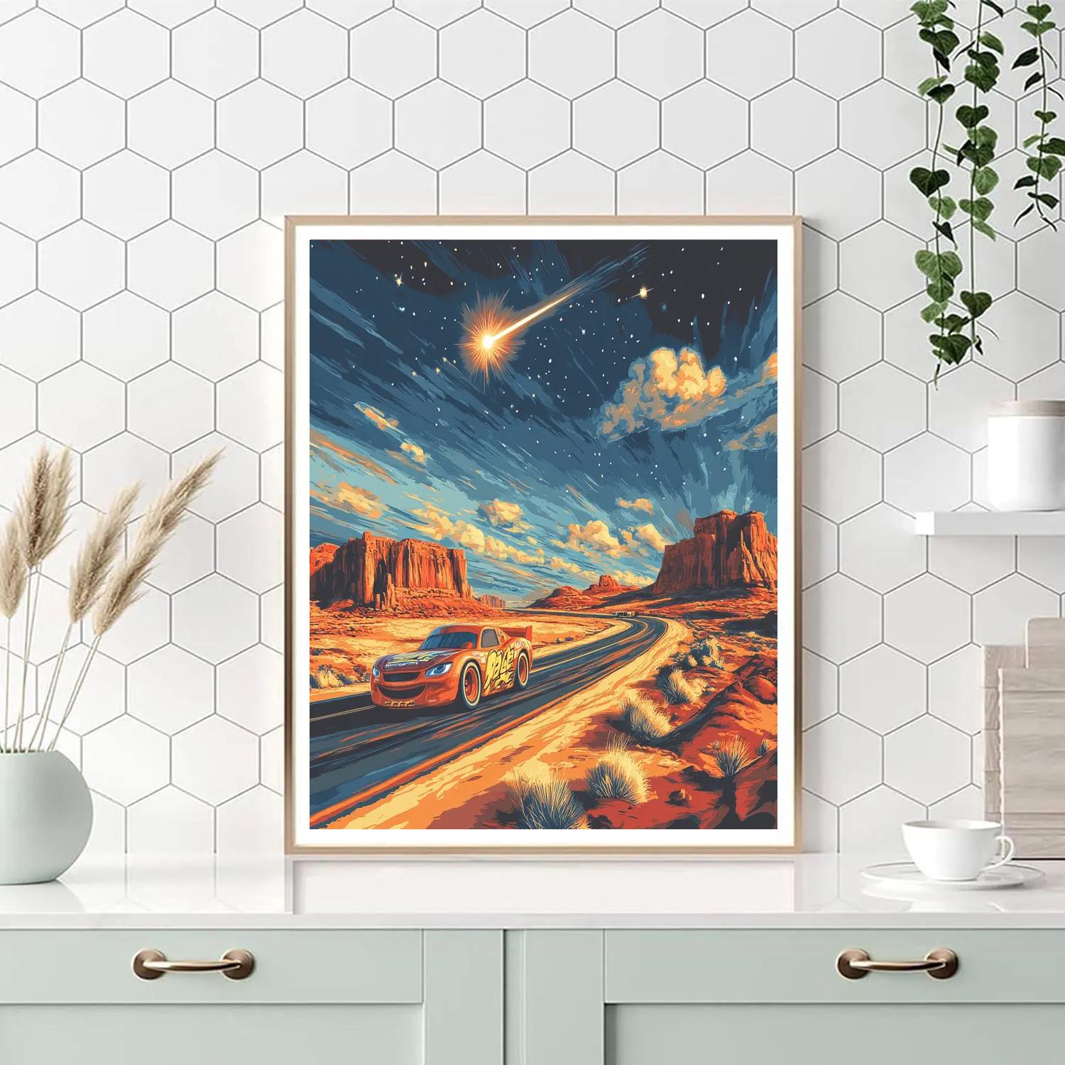 Lightning McQueen Desert Meteor Dash DIY paint by numbers