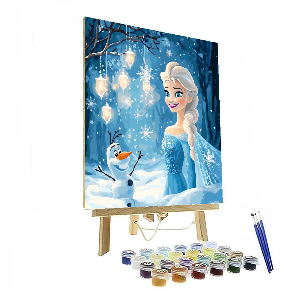 Elsa And Olaf Crystal Snowflake Glow Number painting