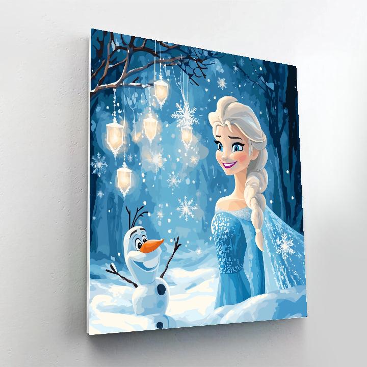 Elsa And Olaf Crystal Snowflake Glow Number painting