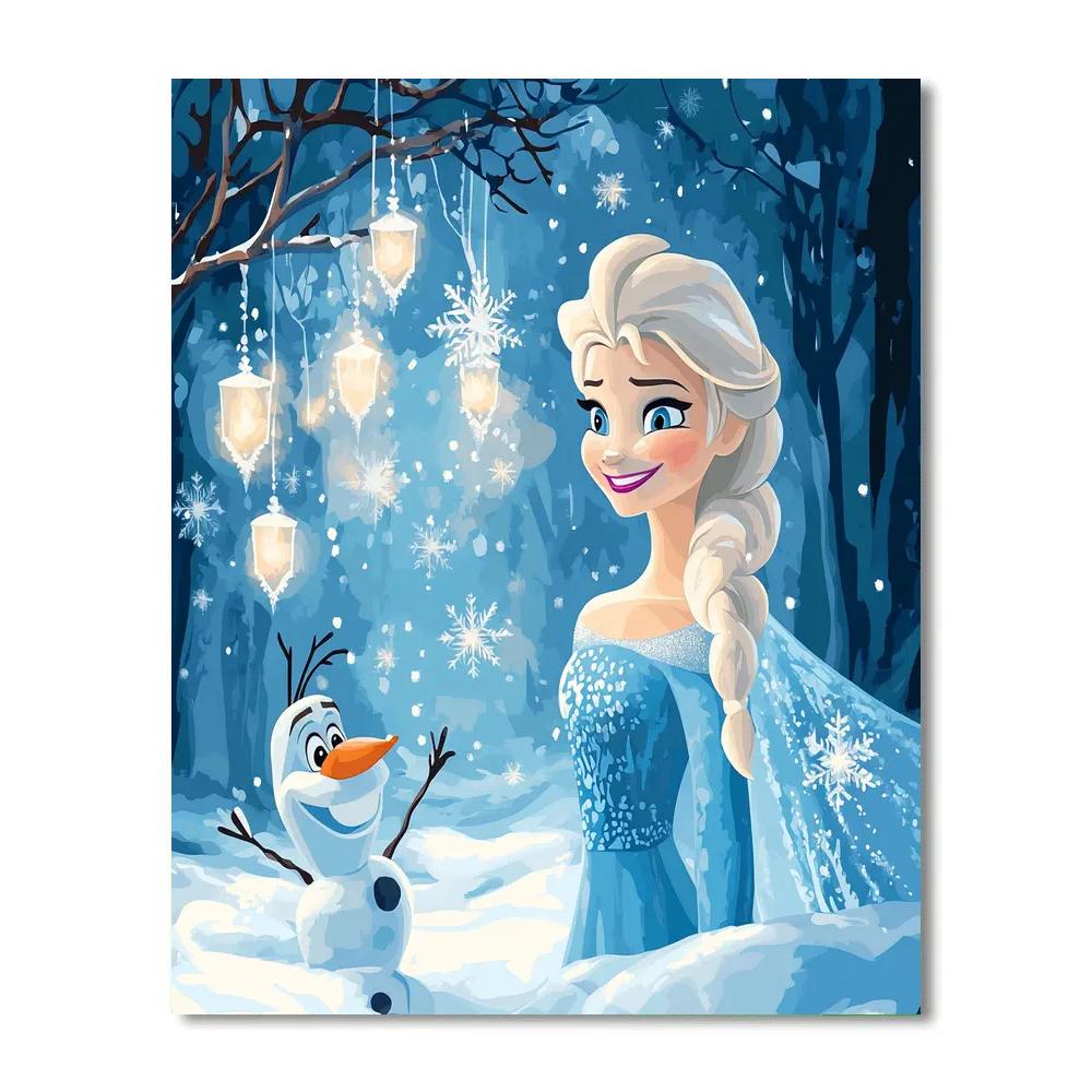 Elsa And Olaf Crystal Snowflake Glow Number painting