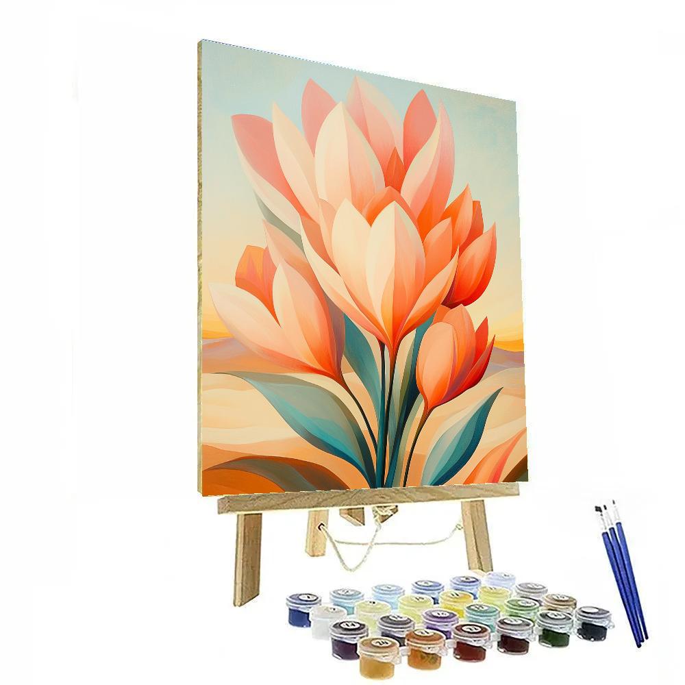 Georgia OKeeffe Inspired Desert Flowers At Sunrise paint by number